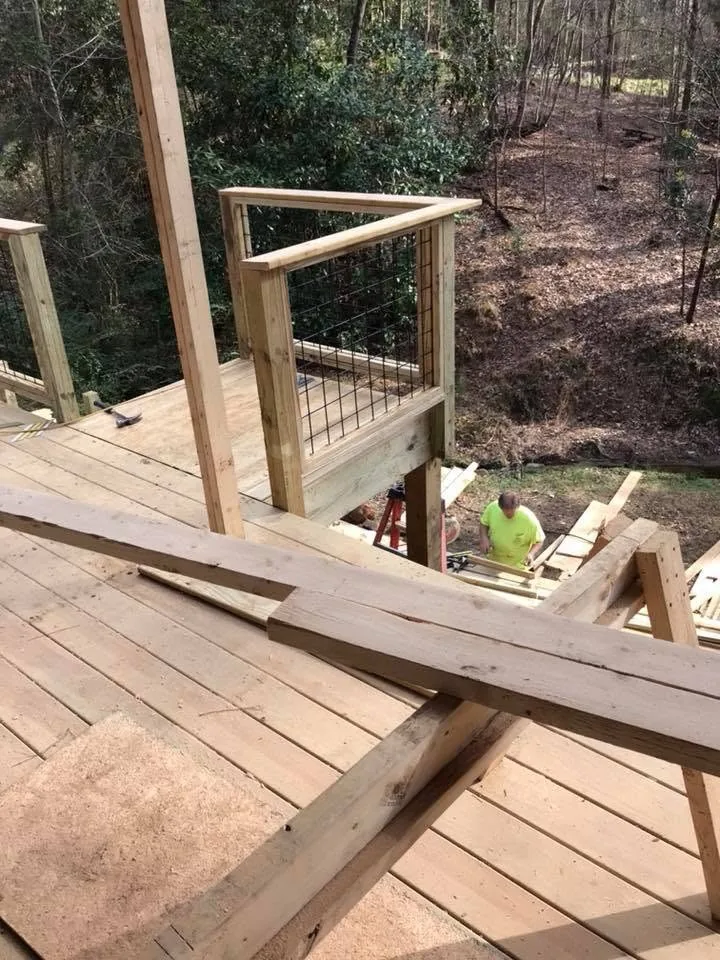 Decking boards and custom wood railing installation