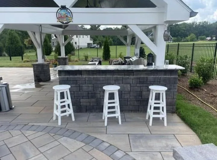 Open-air outdoor kitchen and bar pavilion
